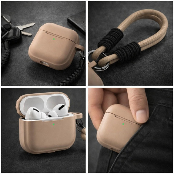 Szilikon tok, AirPods Pro, Sand Beige