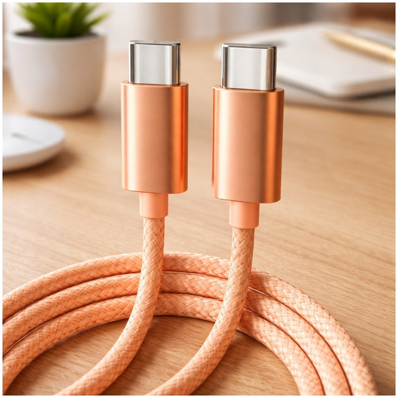 USB-C / USB-C kábel - gyorstöltés, PD 60W, 1 m, narancssárga