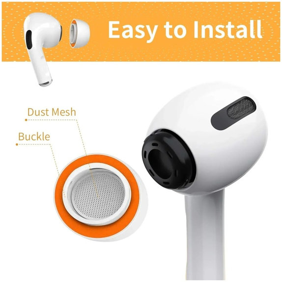 Szilikon fülpárna csere, AirPods 1 Pro, 2 Pro, Memory Foam, készlet (L, M, S), fehér