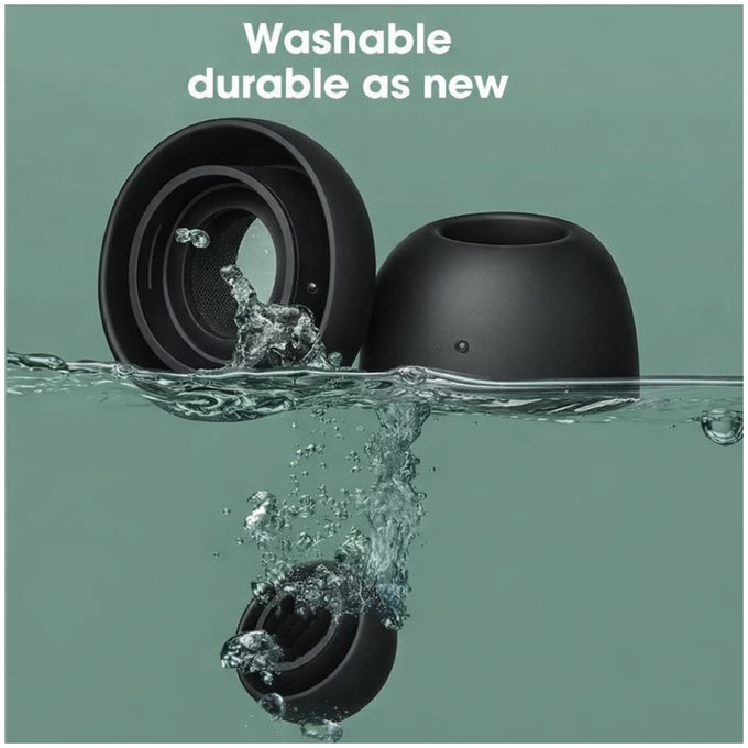 Szilikon fülpárna csere, Apple AirPods Pro és Pro 2, készlet (L, M, S, XS), fekete