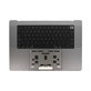 Felső billentyűzetkeret MacBook Pro 16" A2780 (2023), US billentyűzettel és akkumulátorral, Space Gray, 661-32189, Genuine Apple