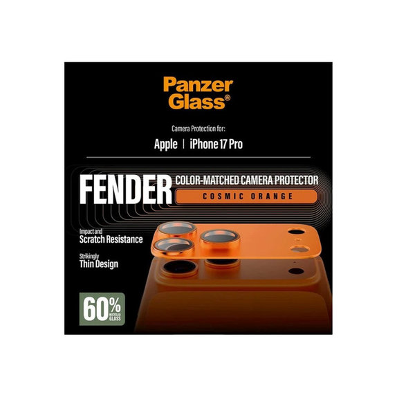 Objektívlencse védő Fender iPhone 17 Pro, Narancssárga, PanzerGlass