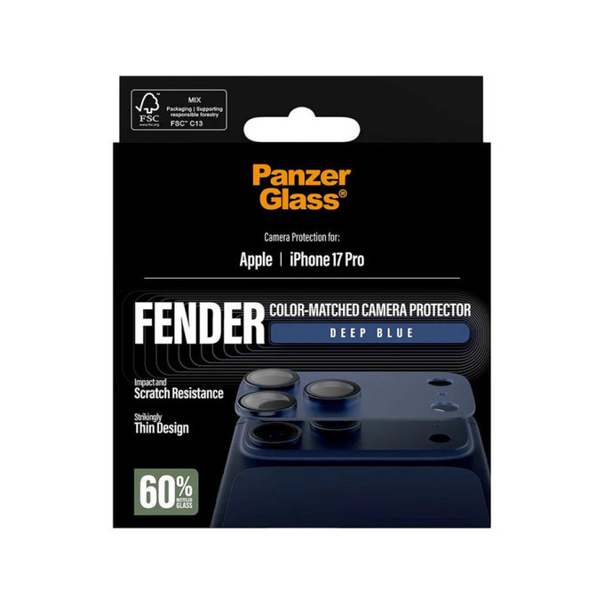 Objektívlencse védő Fender iPhone 17 Pro, Kék, PanzerGlass