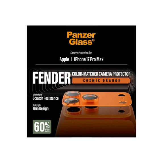 Objektívlencse védő Fender iPhone 17 Pro Max, Narancssárga, PanzerGlass