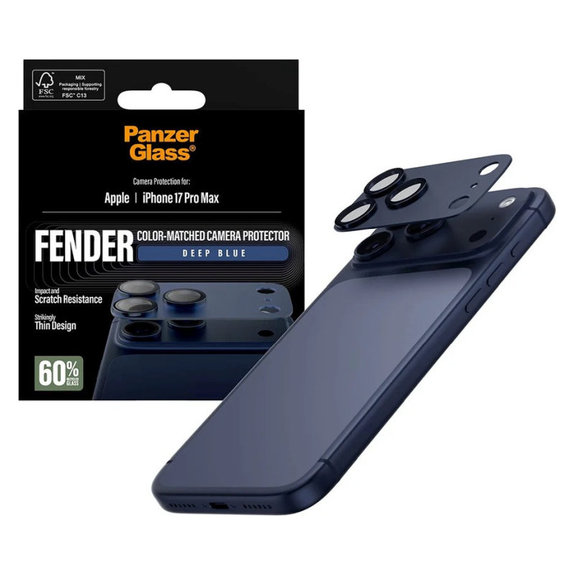 Objektívlencse védő Fender iPhone 17 Pro Max, Kék, PanzerGlass