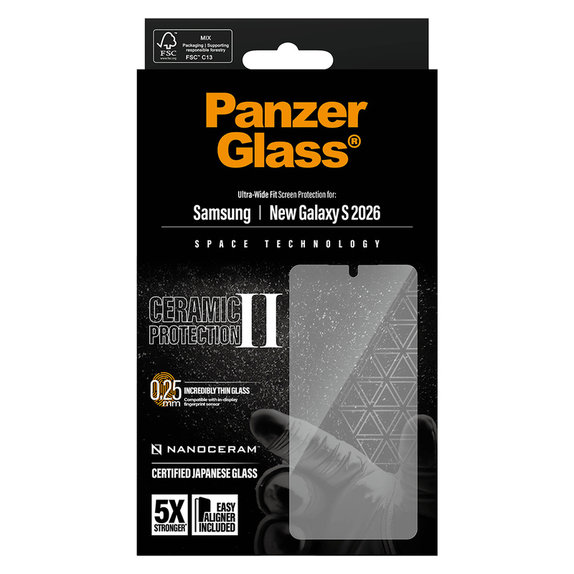 Edzett üveg UWF Ceramic applikátorral Samsung Galaxy S26 készülékhez, Átlátszó, PanzerGlass