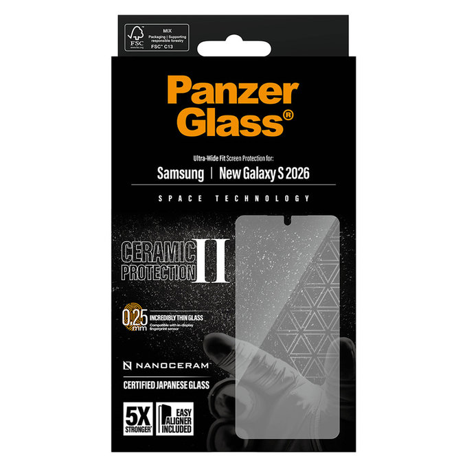 Edzett üveg UWF Ceramic applikátorral Samsung Galaxy S26 készülékhez, Átlátszó, PanzerGlass