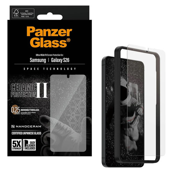 Edzett üveg UWF Ceramic applikátorral Samsung Galaxy S26 készülékhez, Átlátszó, PanzerGlass