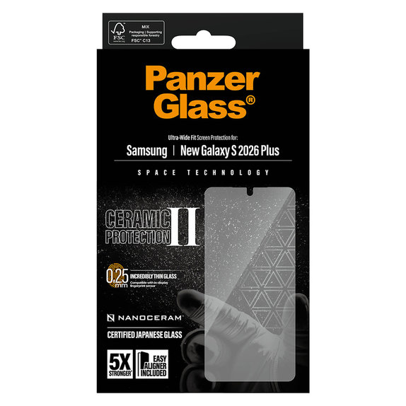 Edzett üveg UWF Ceramic applikátorral Samsung Galaxy S26+ készülékhez, Átlátszó, PanzerGlass