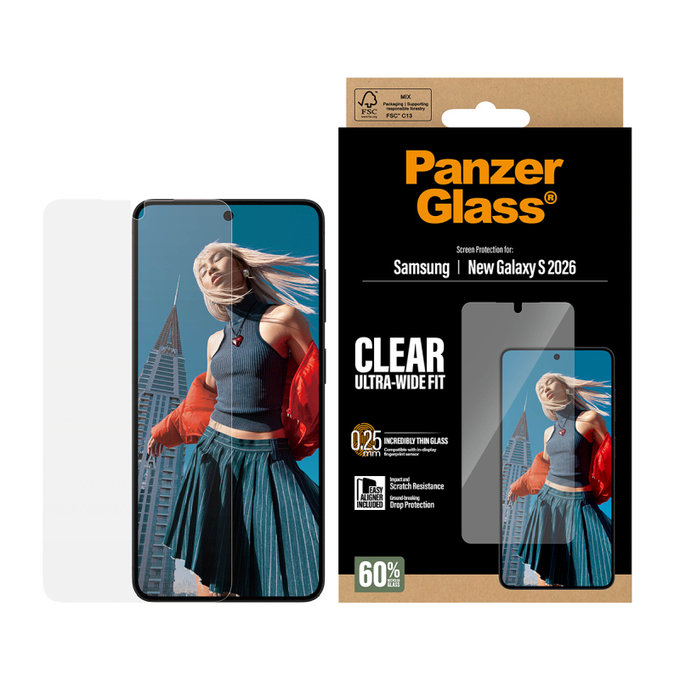 PanzerGlass - UWF edzett üveg applikátorral Samsung Galaxy S26, átlátszó