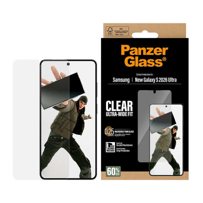 PanzerGlass - UWF edzett üveg applikátorral Samsung Galaxy S26 Ultra, átlátszó