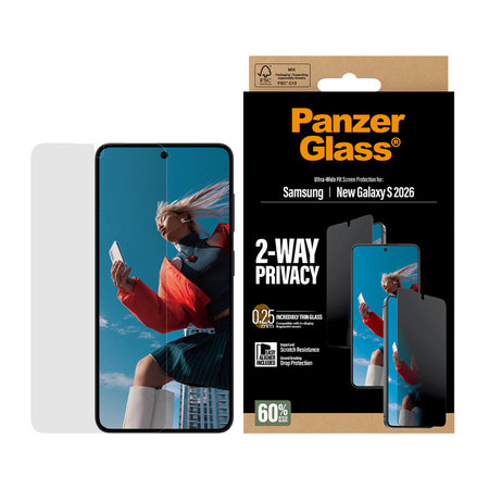 PanzerGlass - UWF 2-Way Privacy edzett üveg applikátorral Samsung Galaxy S26, átlátszó