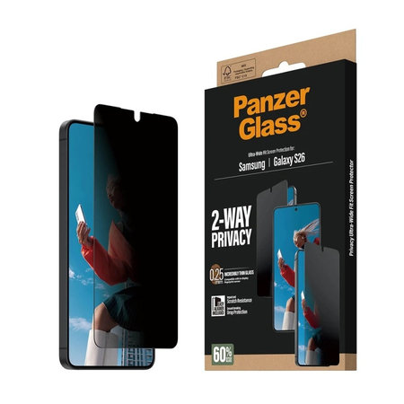 PanzerGlass - UWF 2-Way Privacy edzett üveg applikátorral Samsung Galaxy S26, átlátszó