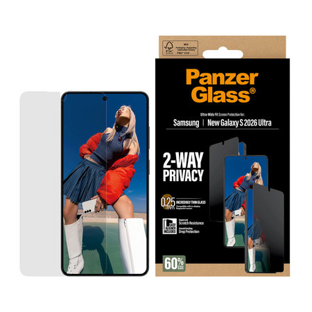 PanzerGlass - UWF 2-Way Privacy edzett üveg applikátorral Samsung Galaxy S26 Ultra, átlátszó