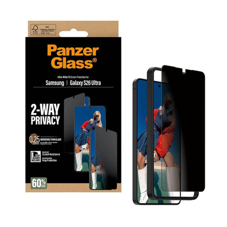 PanzerGlass - UWF 2-Way Privacy edzett üveg applikátorral Samsung Galaxy S26 Ultra, átlátszó