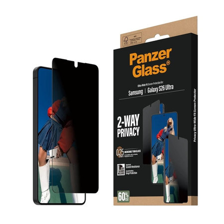 PanzerGlass - UWF 2-Way Privacy edzett üveg applikátorral Samsung Galaxy S26 Ultra, átlátszó