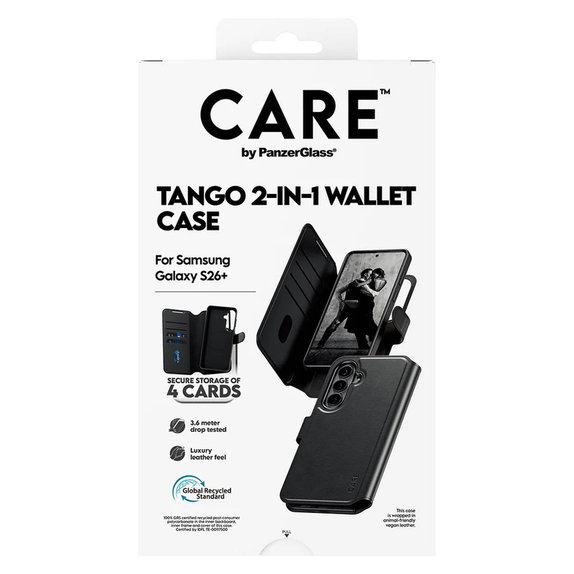 Tok Tango Wallet Two-In-One QI-val Samsung Galaxy S26+ készülékhez, Fekete, PanzerGlass