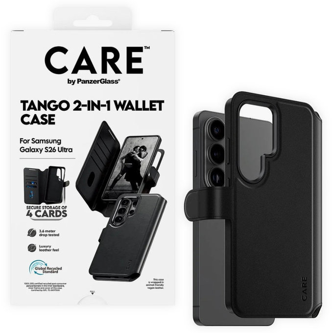 Tok Wallet Tango Two-In-One QI-vel - Samsung S26 Ultra, fekete, CARE