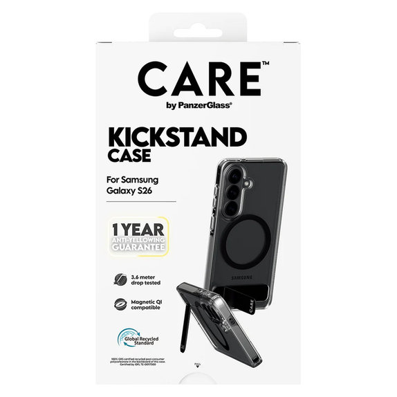Tok Kickstand fekete QI-val Samsung Galaxy S26 készülékhez, Átlátszó, PanzerGlass