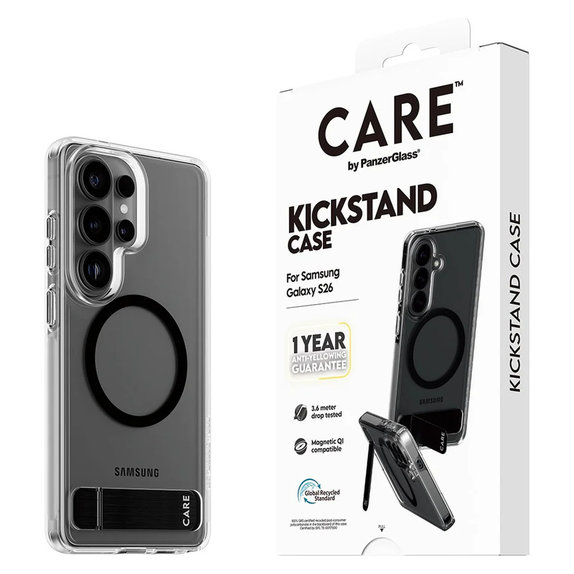 Tok Kickstand fekete QI-val Samsung Galaxy S26 készülékhez, Átlátszó, PanzerGlass