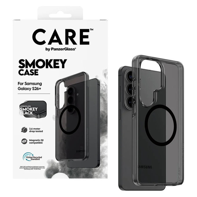 Tok Smokey fekete QI-val Samsung Galaxy S26+ készülékhez, Fekete, PanzerGlass