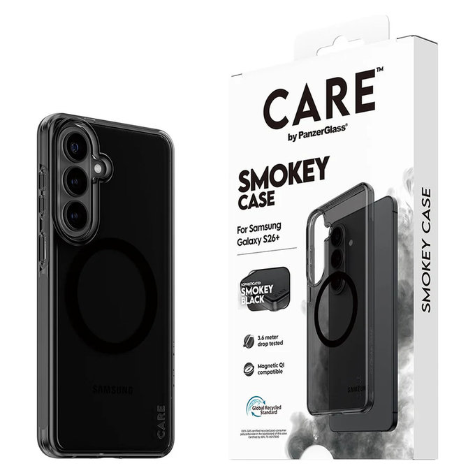 Tok Smokey fekete QI-val Samsung Galaxy S26+ készülékhez, Fekete, PanzerGlass