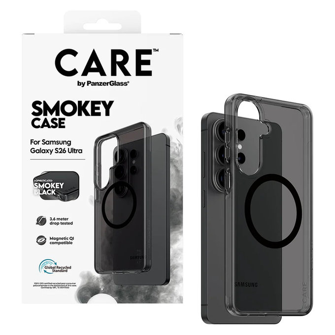 Tok Smokey fekete QI-val Samsung Galaxy S26 Ultra készülékhez, Fekete, PanzerGlass