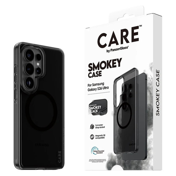 Tok Smokey fekete QI-val Samsung Galaxy S26 Ultra készülékhez, Fekete, PanzerGlass