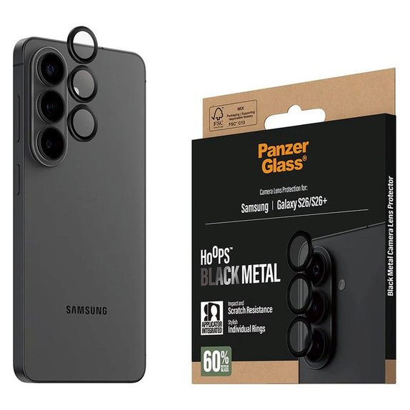 Objektívlencse védő Hoops Samsung S26/S26+, Fekete, PanzerGlass