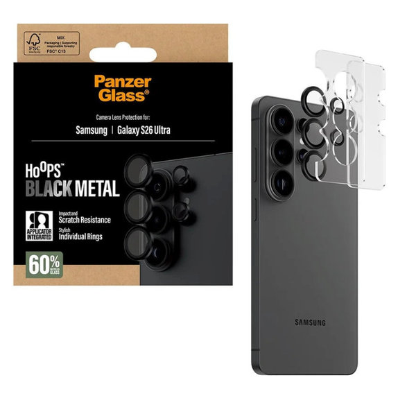 Objektívlencse védő Hoops Samsung S26 Ultra, Fekete, PanzerGlass