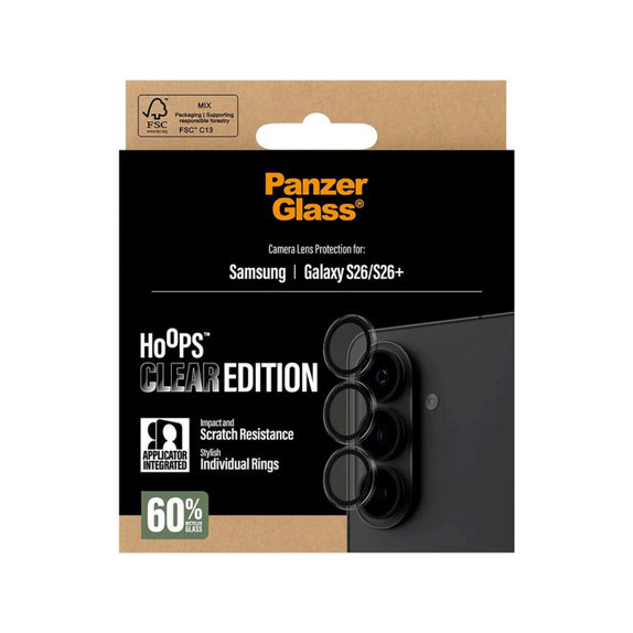 Objektívlencse védő Hoops Samsung S26/S26+, Átlátszó, PanzerGlass
