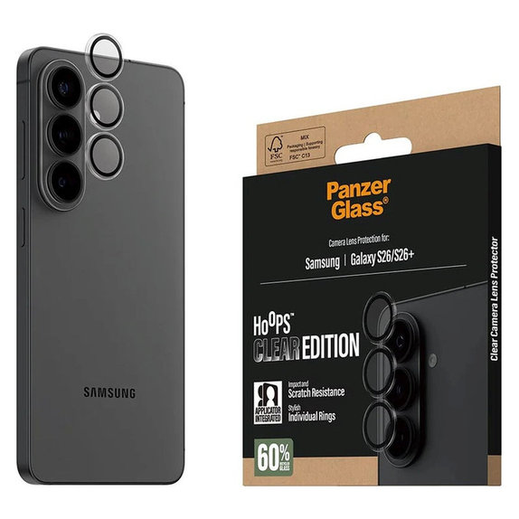 Objektívlencse védő Hoops Samsung S26/S26+, Átlátszó, PanzerGlass
