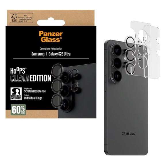 Objektívlencse védő Hoops Samsung S26 Ultra, Átlátszó, PanzerGlass