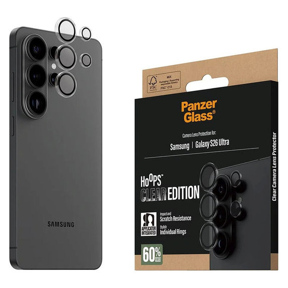 Objektívlencse védő Hoops Samsung S26 Ultra, Átlátszó, PanzerGlass