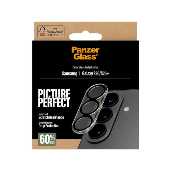 Objektívlencse védő PicturePerfect Samsung S26/S26+, Fekete, PanzerGlass