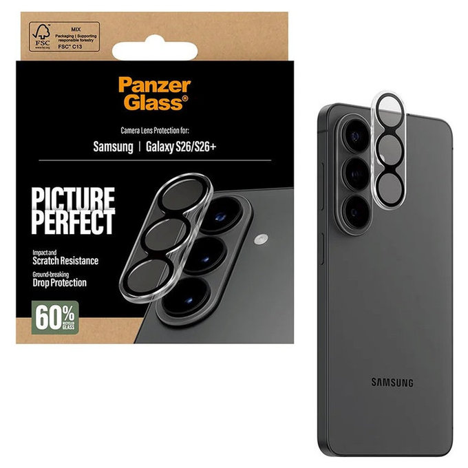 Objektívlencse védő PicturePerfect Samsung S26/S26+, Fekete, PanzerGlass