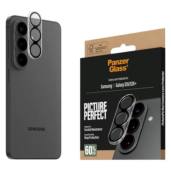 Objektívlencse védő PicturePerfect Samsung S26/S26+, Fekete, PanzerGlass
