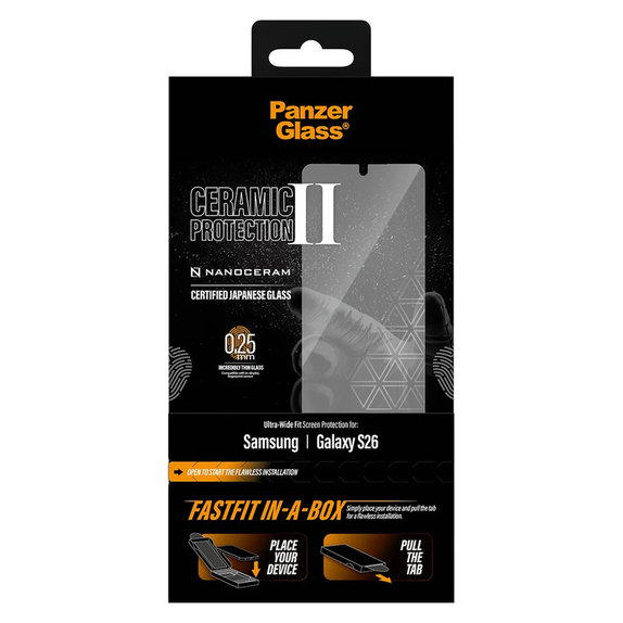 Edzett üveg UWF Ceramic FASTFIT In-A-Box rendszerrel Samsung Galaxy S26 készülékhez, Átlátszó, PanzerGlass