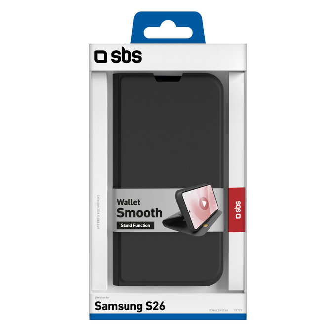 SBS - Book Wallet Smooth tok Samsung Galaxy S26, fekete