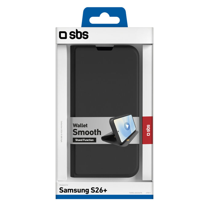SBS - Book Wallet Smooth tok Samsung Galaxy S26+, fekete