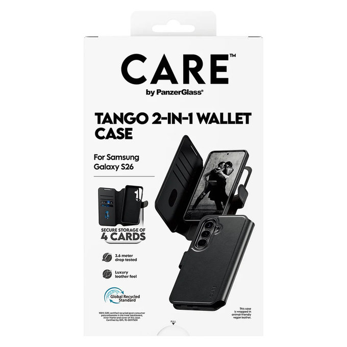 Tok Tango Wallet Two-In-One QI-val Samsung Galaxy S26 készülékhez, Fekete, PanzerGlass