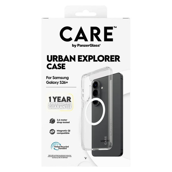 Tok Urban Explorer fehér QI-val Samsung Galaxy S26+ készülékhez, Átlátszó, PanzerGlass
