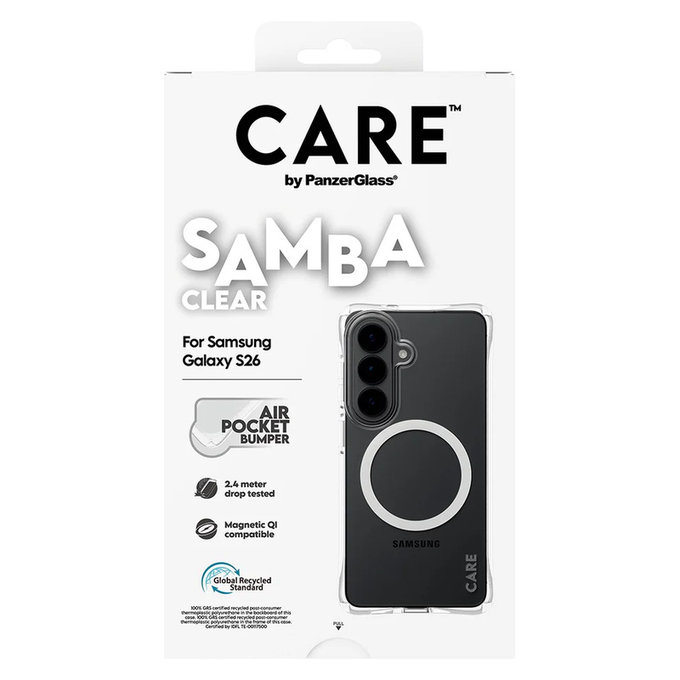 Tok Samba fehér QI-val Samsung Galaxy S26 készülékhez, Átlátszó, PanzerGlass