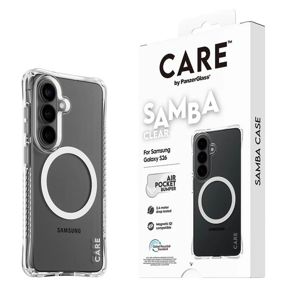 Tok Samba fehér QI-val Samsung Galaxy S26 készülékhez, Átlátszó, PanzerGlass