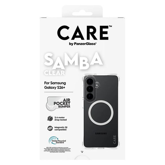 Tok Samba fehér QI-val Samsung Galaxy S26+ készülékhez, Átlátszó, PanzerGlass