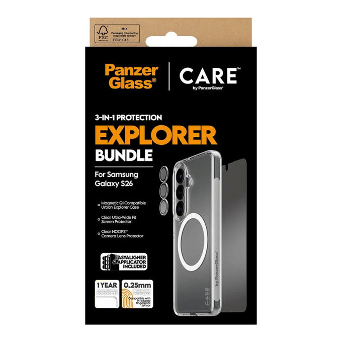 Bundle 3 az 1-ben Explorer Samsung S26 készülékhez, PanzerGlass