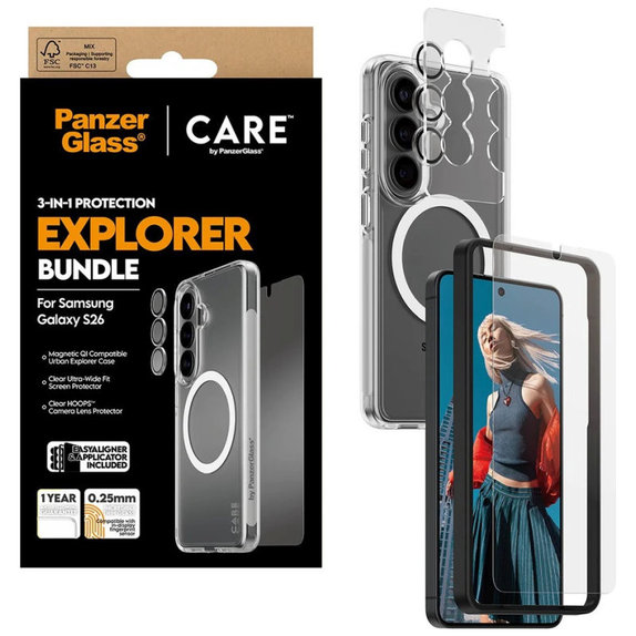 Bundle 3 az 1-ben Explorer Samsung S26 készülékhez, PanzerGlass