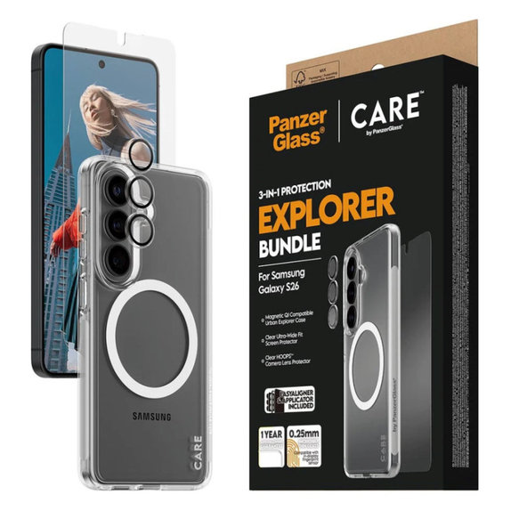 Bundle 3 az 1-ben Explorer Samsung S26 készülékhez, PanzerGlass