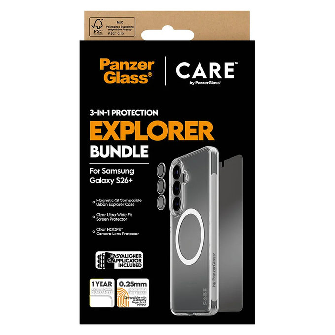 Bundle Explorer 3 az 1-ben Samsung Galaxy S26+ készülékhez, PanzerGlass