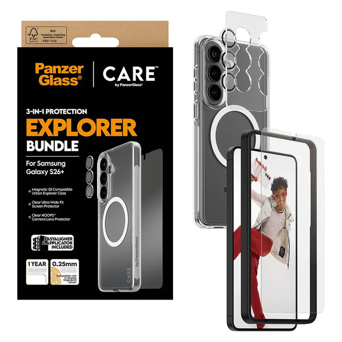 Bundle Explorer 3 az 1-ben Samsung Galaxy S26+ készülékhez, PanzerGlass
